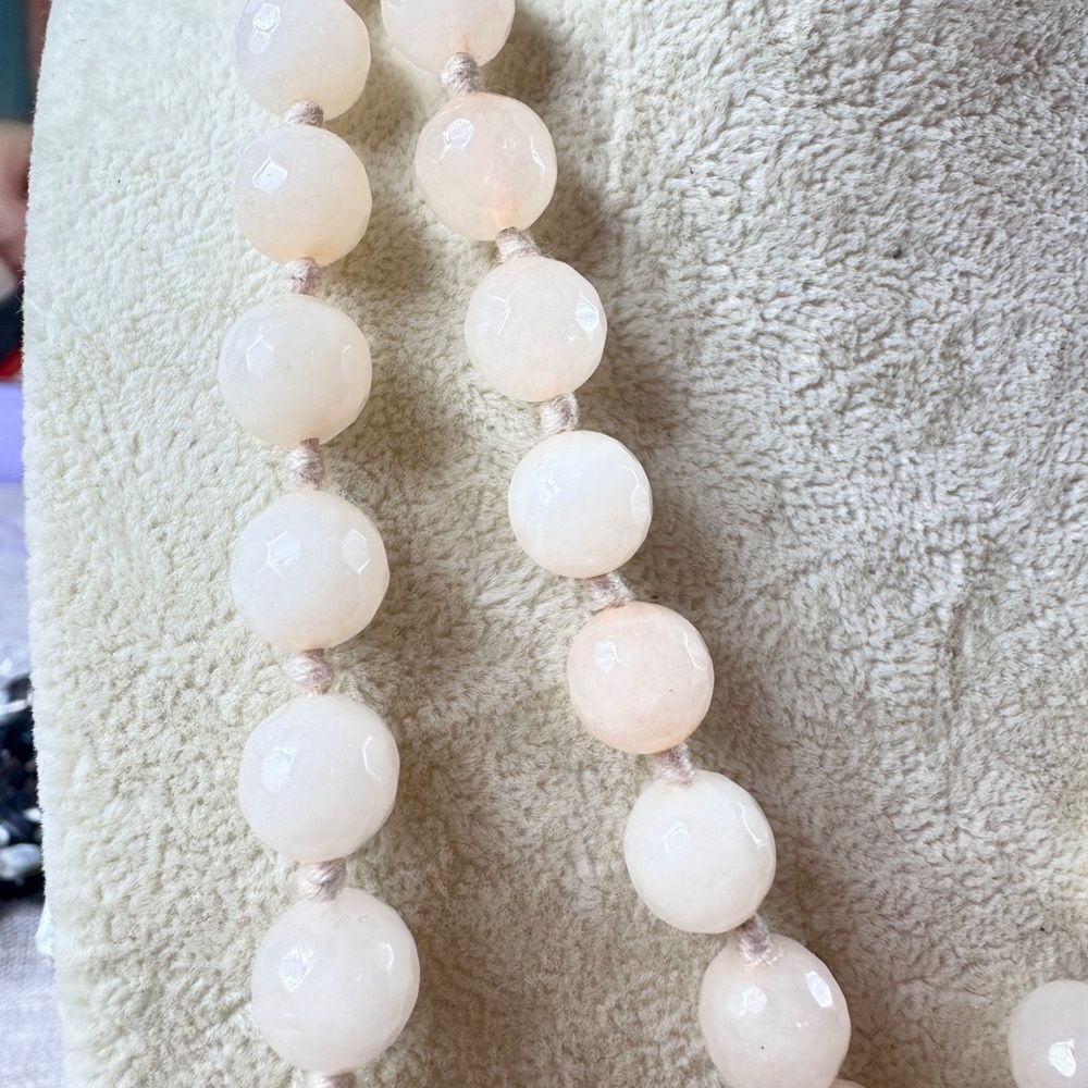 Rose Quartz Hand Knotted  Beaded Necklace - Picture 8 of 11